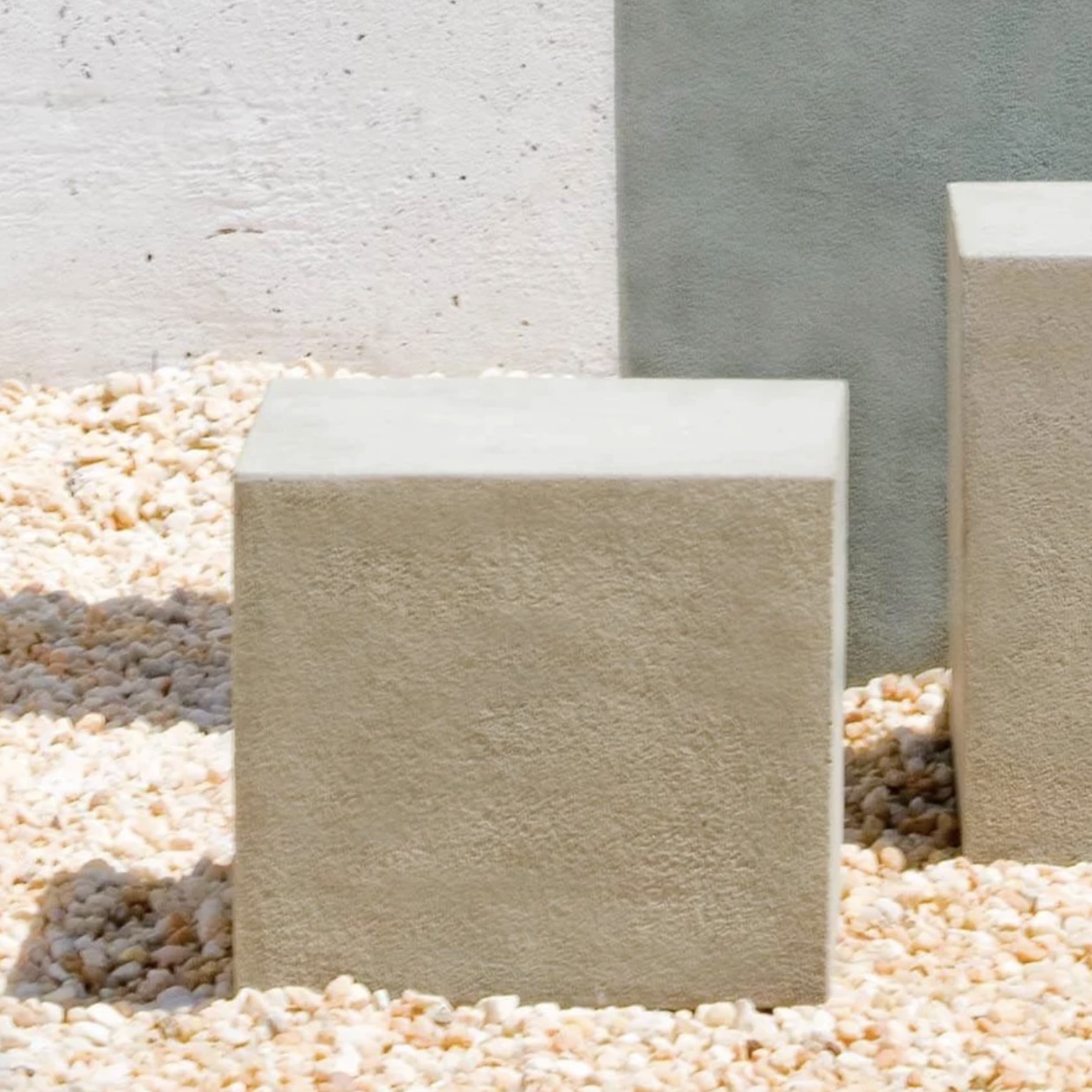 Short Square Textured Concrete Pedestal 9"