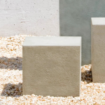 Short Square Textured Concrete Pedestal 9"