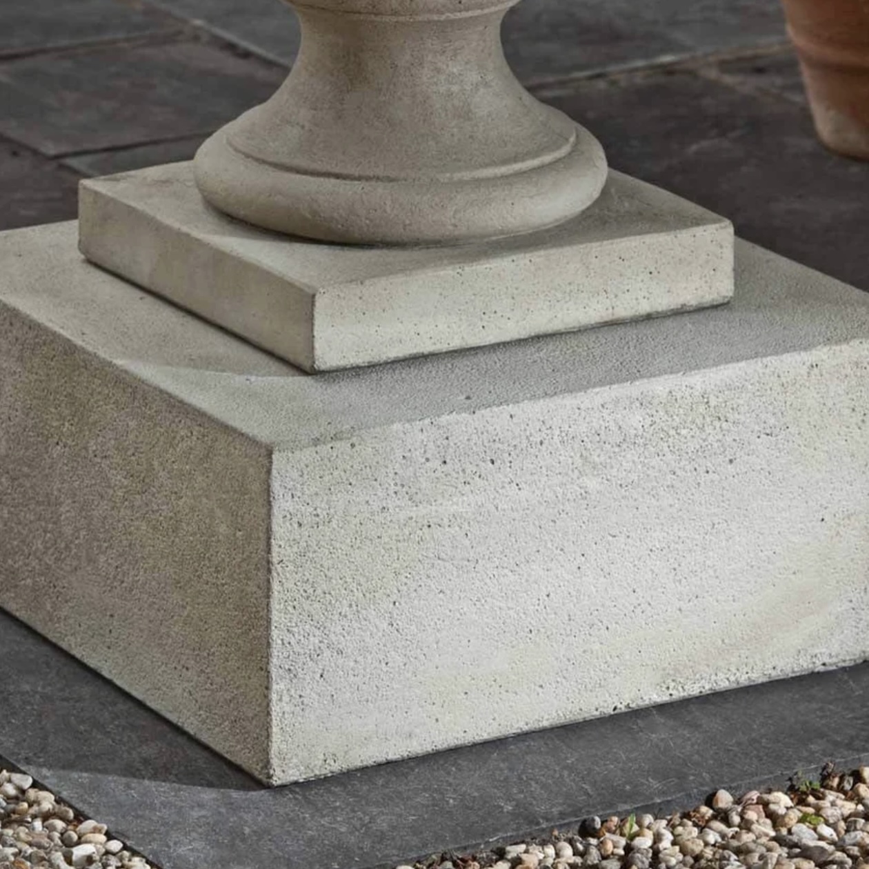 Textured Low Square Concrete Pedestal 18"