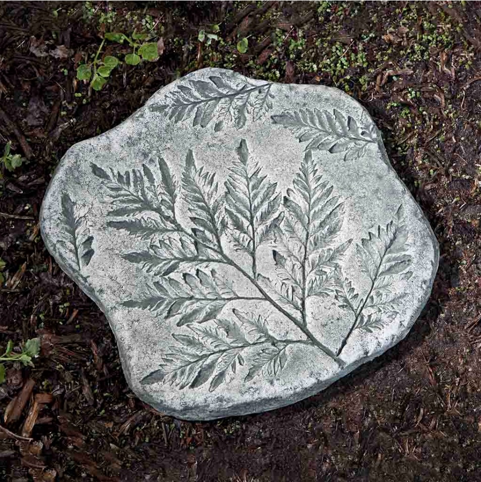 Fossil Fern Cast Stone Stepping Stone 14"