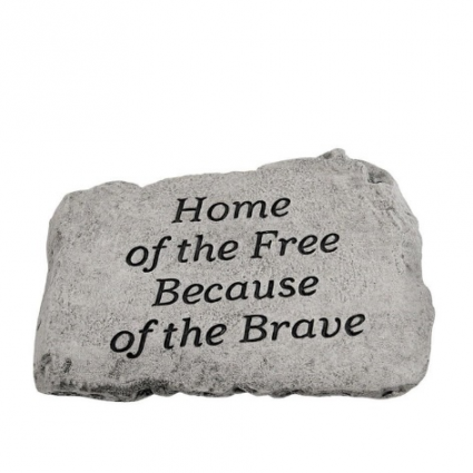 Home of the Free Because of the Brave Cast Stone Garden Plaque 10"
