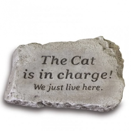 The Cat Is in Charge Garden Stone 10"
