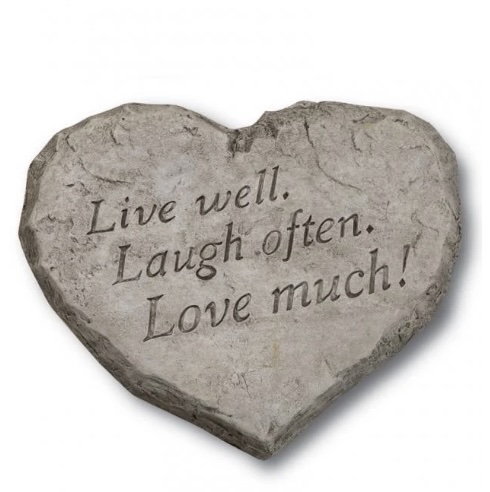Live Well, Laugh Often, Love Much Heart Garden Stone 12"