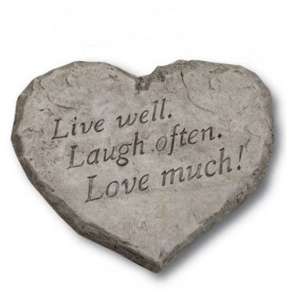 Live Well, Laugh Often, Love Much Heart Garden Stone 12"