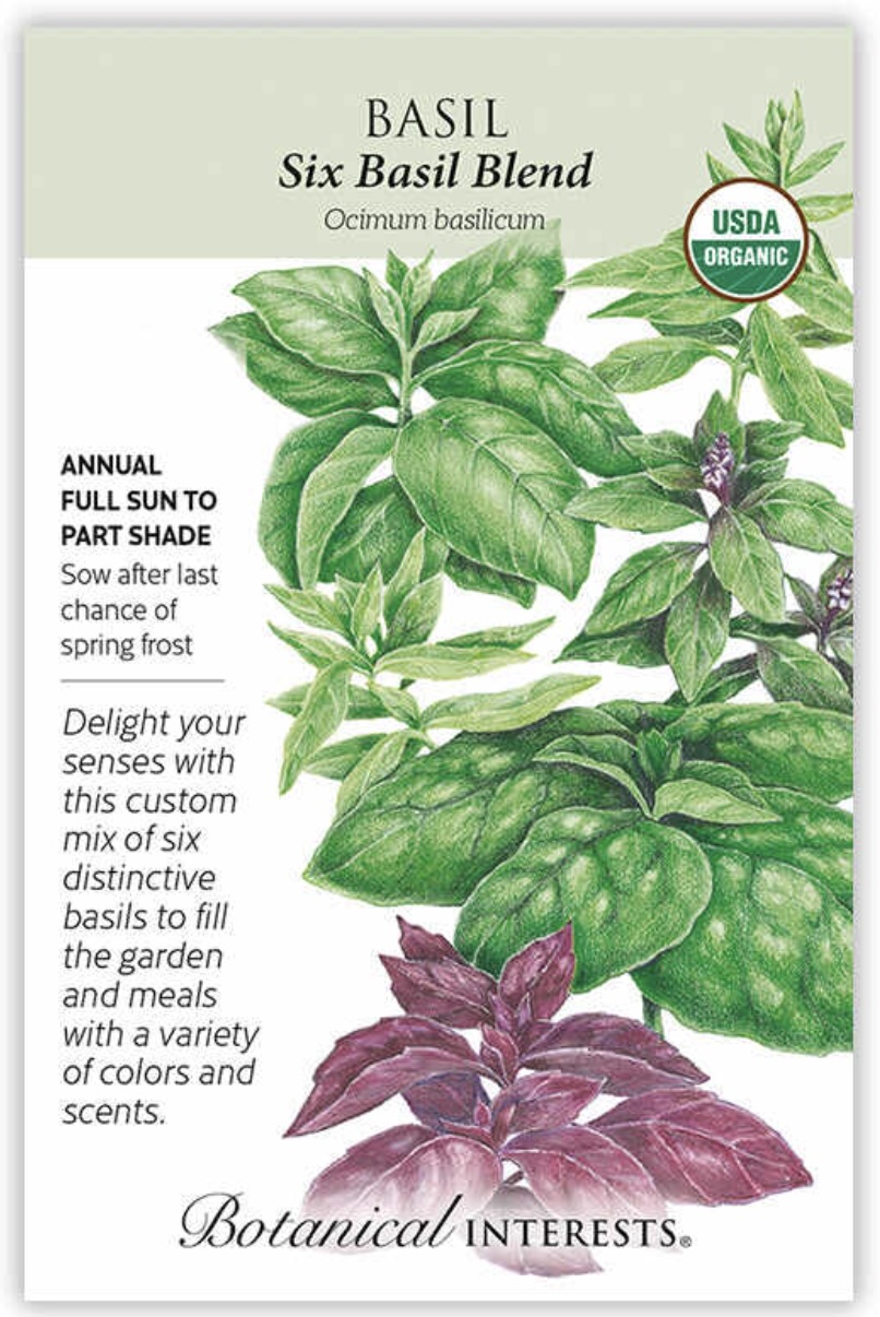 Organic Six Basil Blend Basil Seeds Large Packet