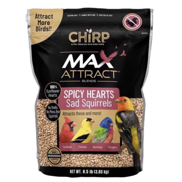 Chirp Max Attract Spicy Hearts Sad Squirrels Wild Bird Food 8.5 lb