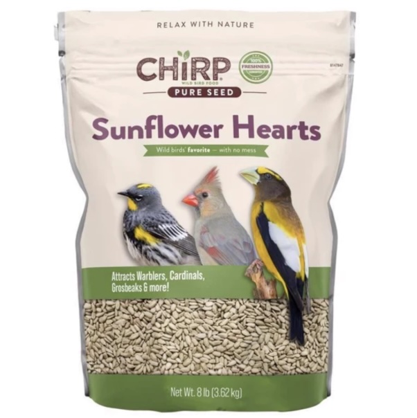 Chirp Pure Seed Sunflower Hearts Wild Bird Food 8 lb