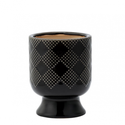 Black Checkered Pedestal Planter 3.75"
