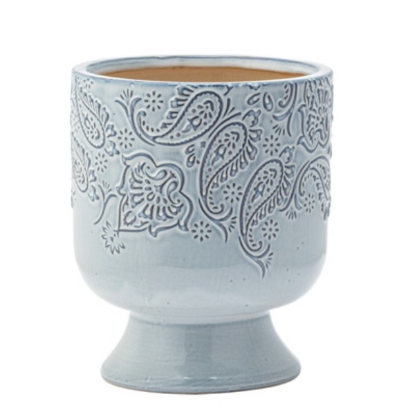 Blue Paisley Pedestal Planter 5.5"