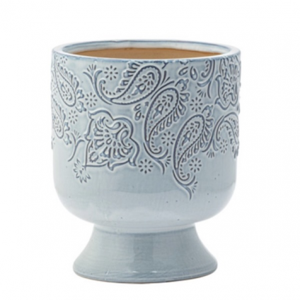 Blue Paisley Pedestal Planter 5.5"