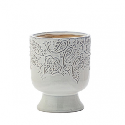 Ivory Paisley Pedestal Planter 4"