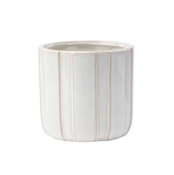 White Wide Ribbed Planter 5.75"