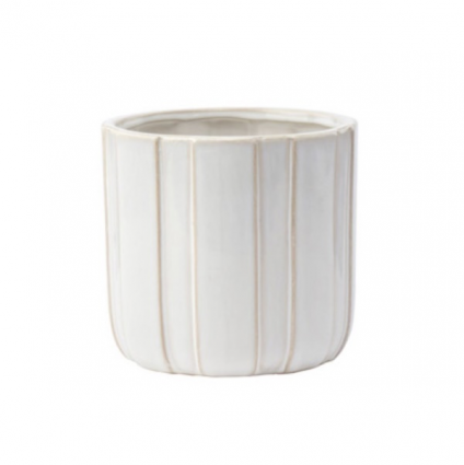 White Wide Ribbed Planter 5.75"