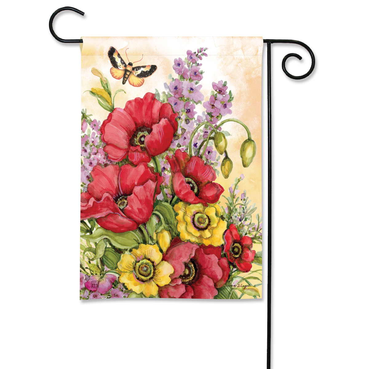 Red & Gold Poppies Mini Flag