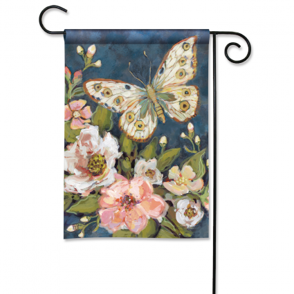 Pink Floral Butterfly Mini Flag