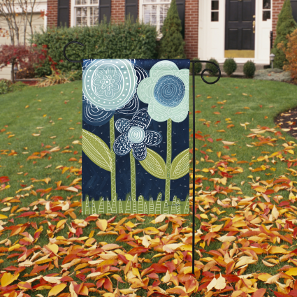 Blue Flowers Mini Flag