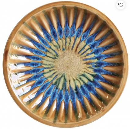 Lapis & Umber Starburst Birdbath