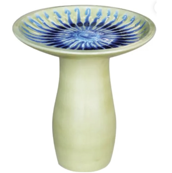 Cobalt & Linen Starburst Birdbath