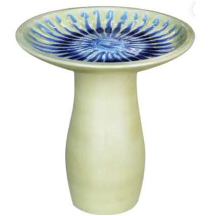 Cobalt & Linen Starburst Birdbath