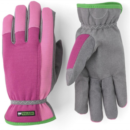 Hestra Robin Fuchsia & Grey Garden Gloves Size 8