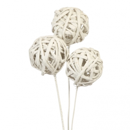 White Glitter Kamboi Balls 28" - 6 Stems