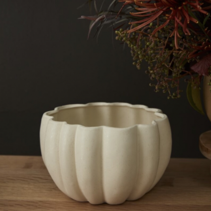 White Spiced Pumpkin Pot 8.25"