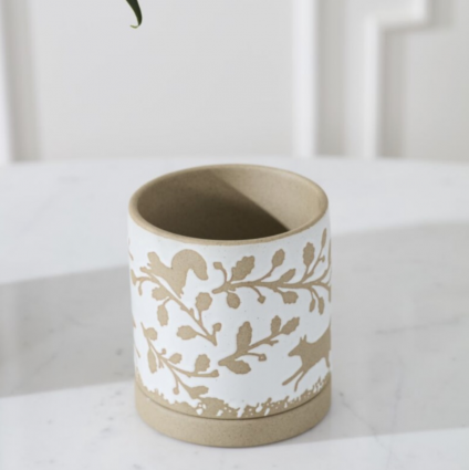 Foxtail Pot with Saucer 5"
