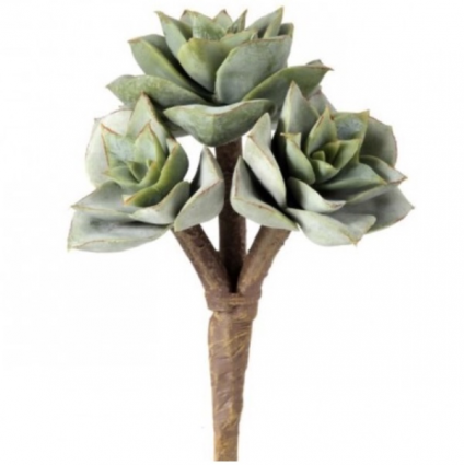 Triple Rosette Succulent Pick 7"