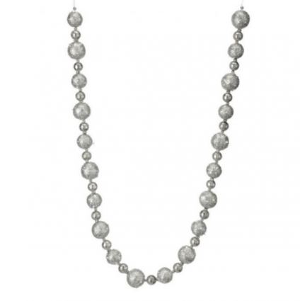 White Silver Glitter Ball Garland 60"