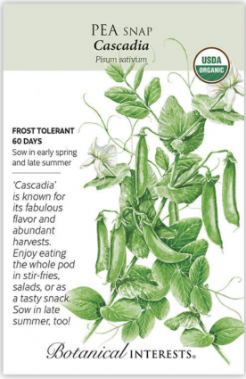 Organic Cascadia Snap Pea Seeds