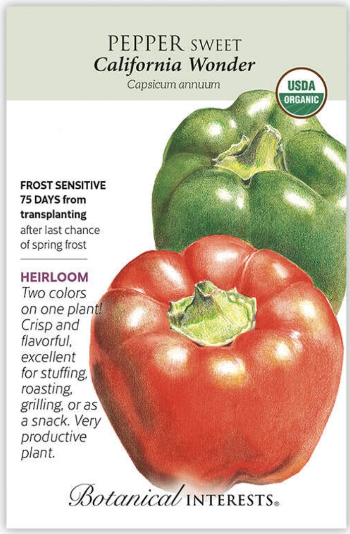 Organic California Wonder Sweet Pepper Seeds