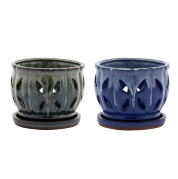 Blue or Green Orchid Pot 4.25"