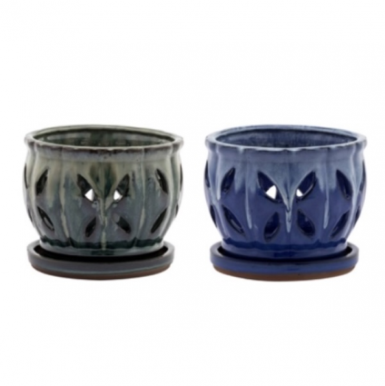 Blue or Green Orchid Pot 4.25"