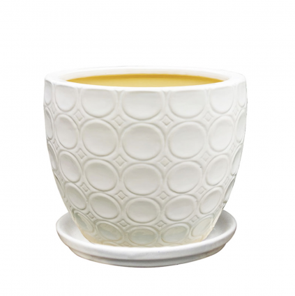 Cream Circle Kirkos Planter 11" 