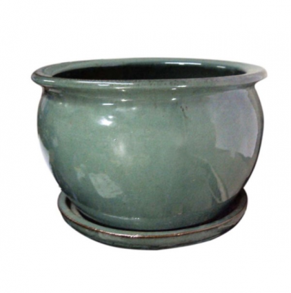 Forest Green Fish Bowl Planter 7" 