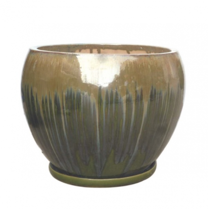 Green Linz Planter with Saucer 10"
