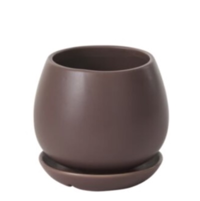 Dalton Purple Ceramic Pot with Saucer 5.75"