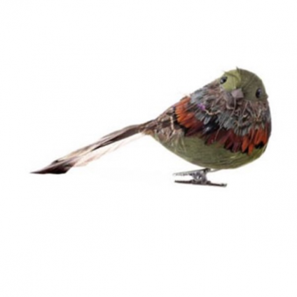 Aspen Bird Clip Ornament Green 6"