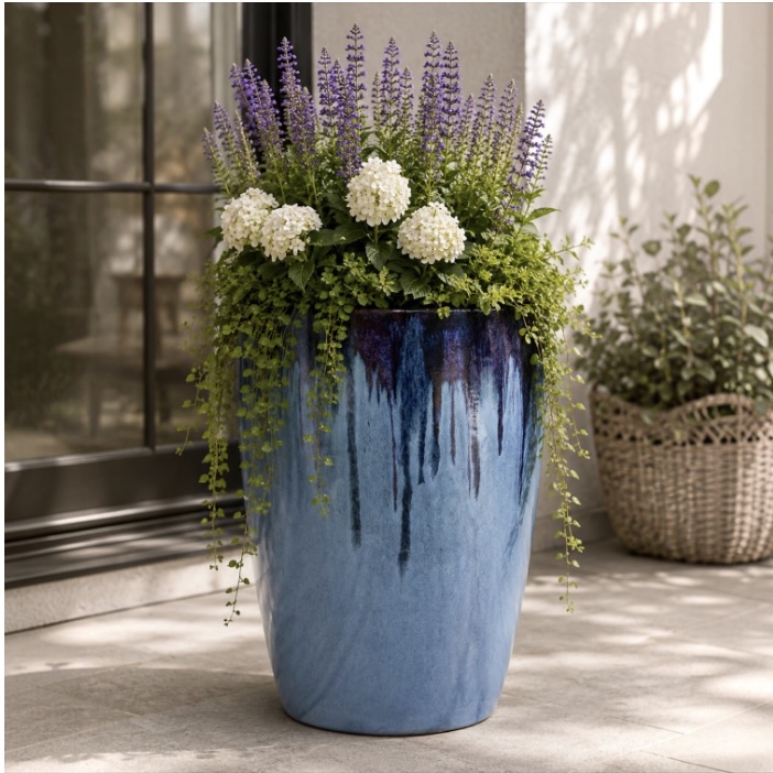 Ex-Large Cascade Black Roseline Pot 22"