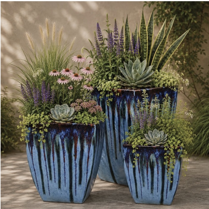 Cascade Black Parisian Square Pot 10.8"