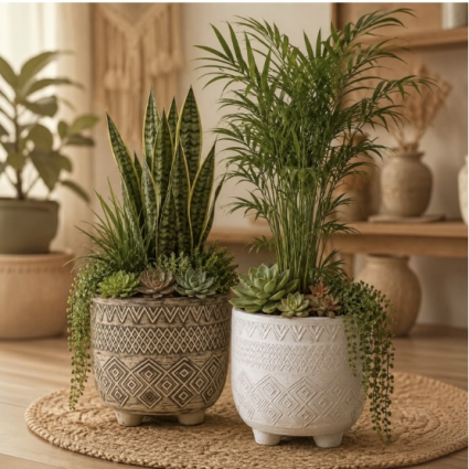 Sahara Planter with Drain Hole & Liner 7.9"