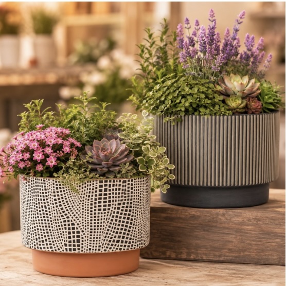 Ceres Planter with Drain Hole & Liner 7.9"