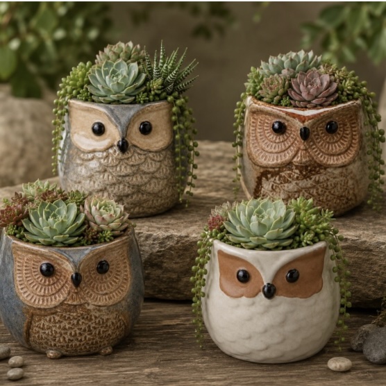 Little Hoots Planter with Drain Hole 2.4"