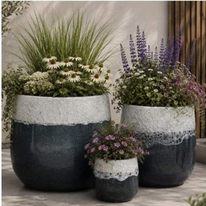 Relic Blossom Black Jemma Pot 15"