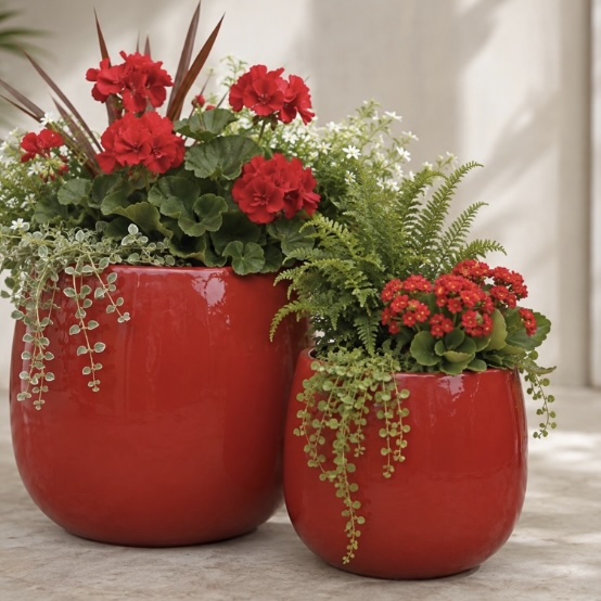 Bright Red Samira Pot 13"