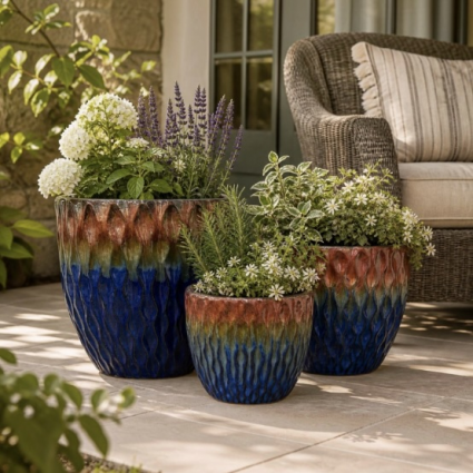 Oxide Falling Blue Noemi Pot 11"