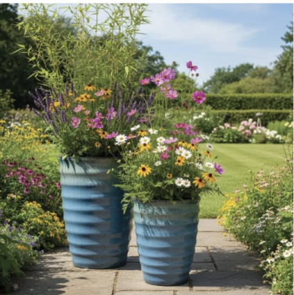 Blossom Marble Blue Kian Pot 19.7"