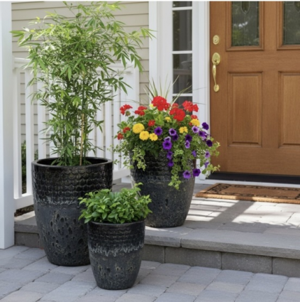 Black over Atlantic Black Hera Pot 11"
