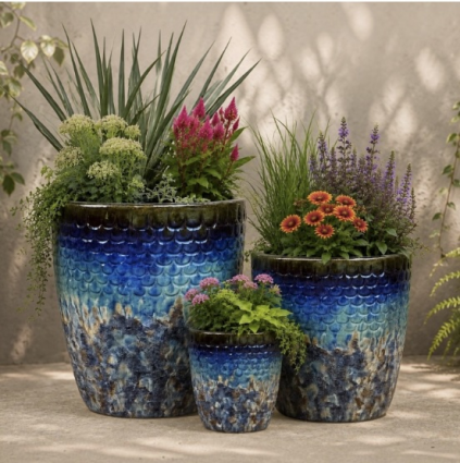 Cream Green over Atlantic Cream Hera Pot 11"