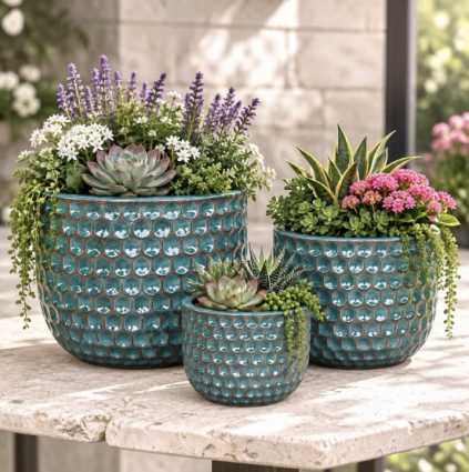 Aged Turquoise Osiris Pot 8.3"